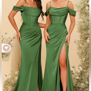 Never been worn olive green evening dress